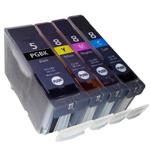 4 Original Tintenpatronen für Canon PGI-5bk CLI-8 wiederbefüllt