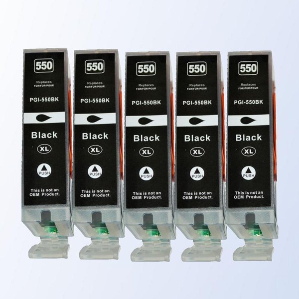 5 XL Patronen schwarz kompatibel zu Canon Pixma Pgi 550BK pgbk