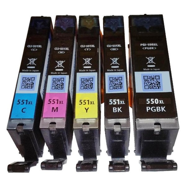5 Original Tintenpatronen PGI550 CLI551 XL für Canon Pixma  wiederbefüllt